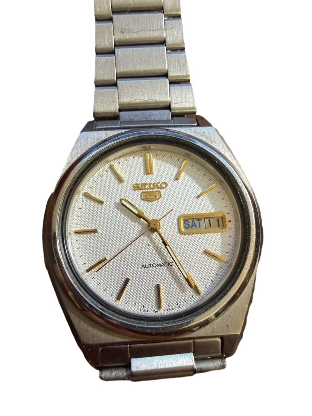 Seiko 5 Automatic Men's Watch White Dial Day/Date Stainless Steel